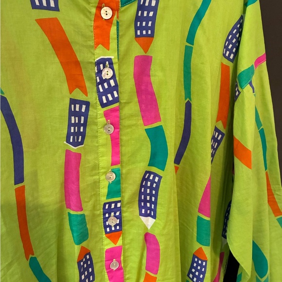 NWOT Gudrun Sjoden Green Multicolor Tunic - Picture 2 of 4